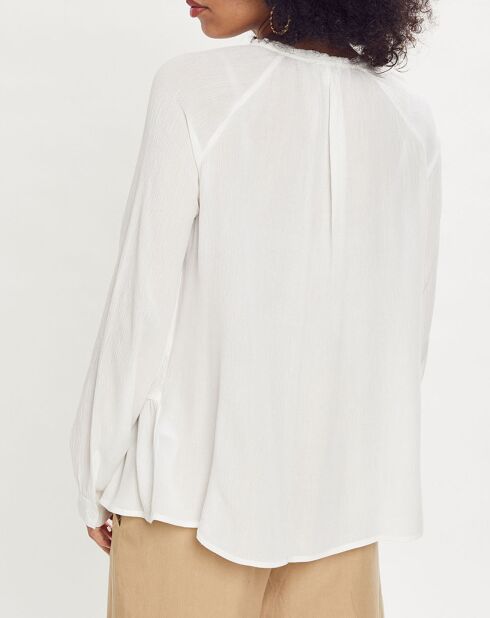 Chemise fluide boutons smocks blanche